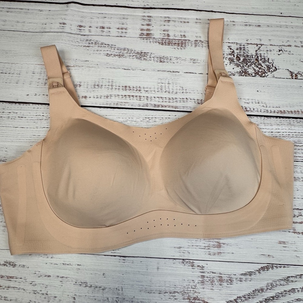 Momcozy Women's Nursing Bralette Bra Beige Size XLarge With 3 Inch Extender